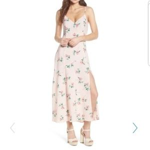 Lush Blush Floral Dress With Side Slit NWT